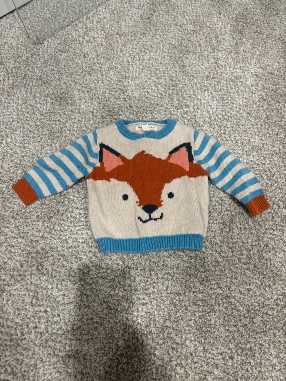 Hatley Cream, Orange & Blue Fox Knit Sweater